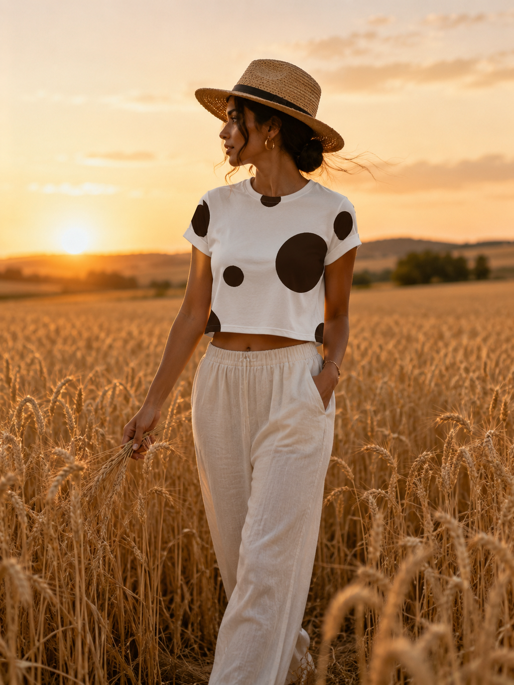 Chocolate Dot Crop Tee