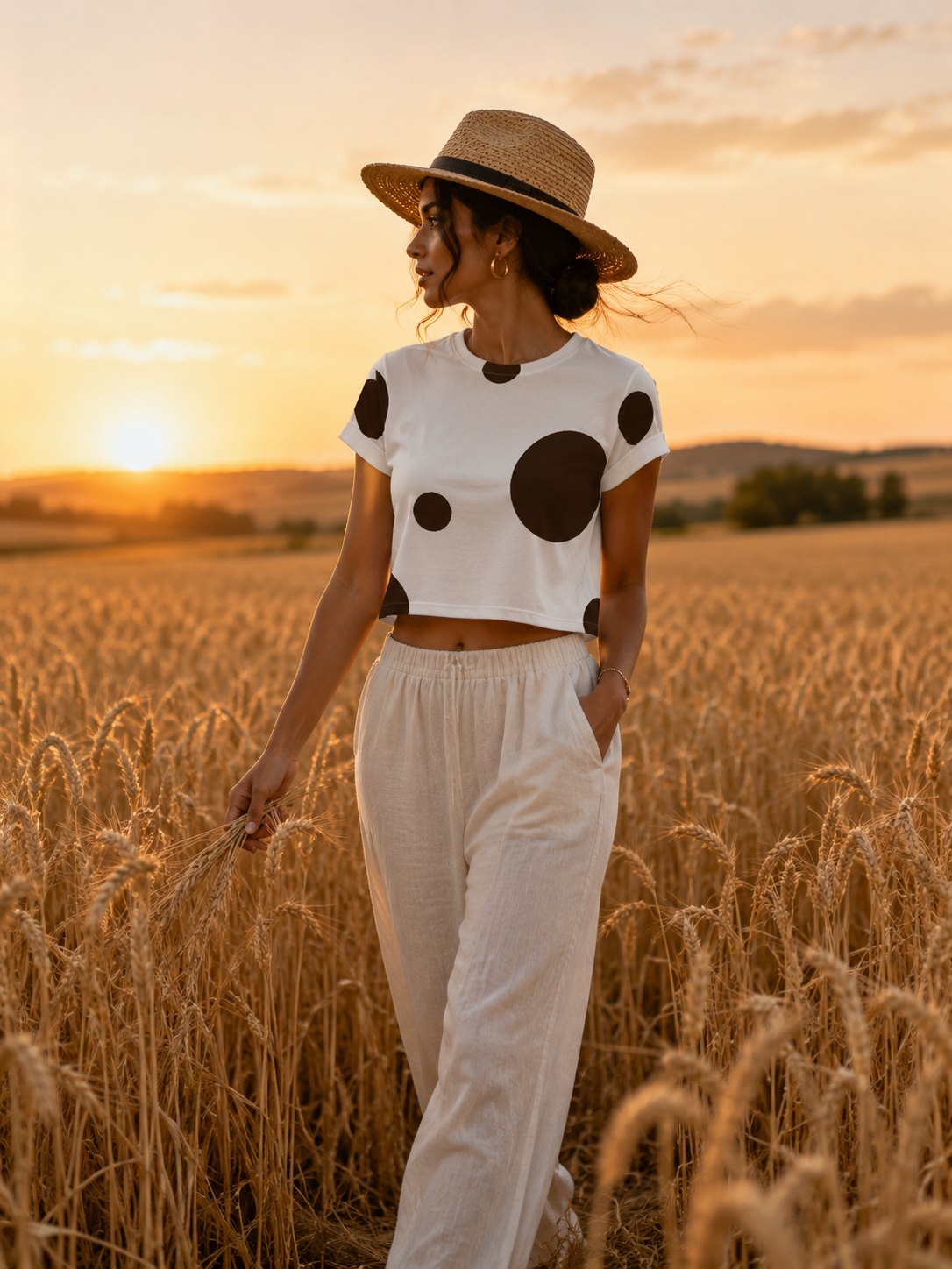 Chocolate Dot Crop Tee
