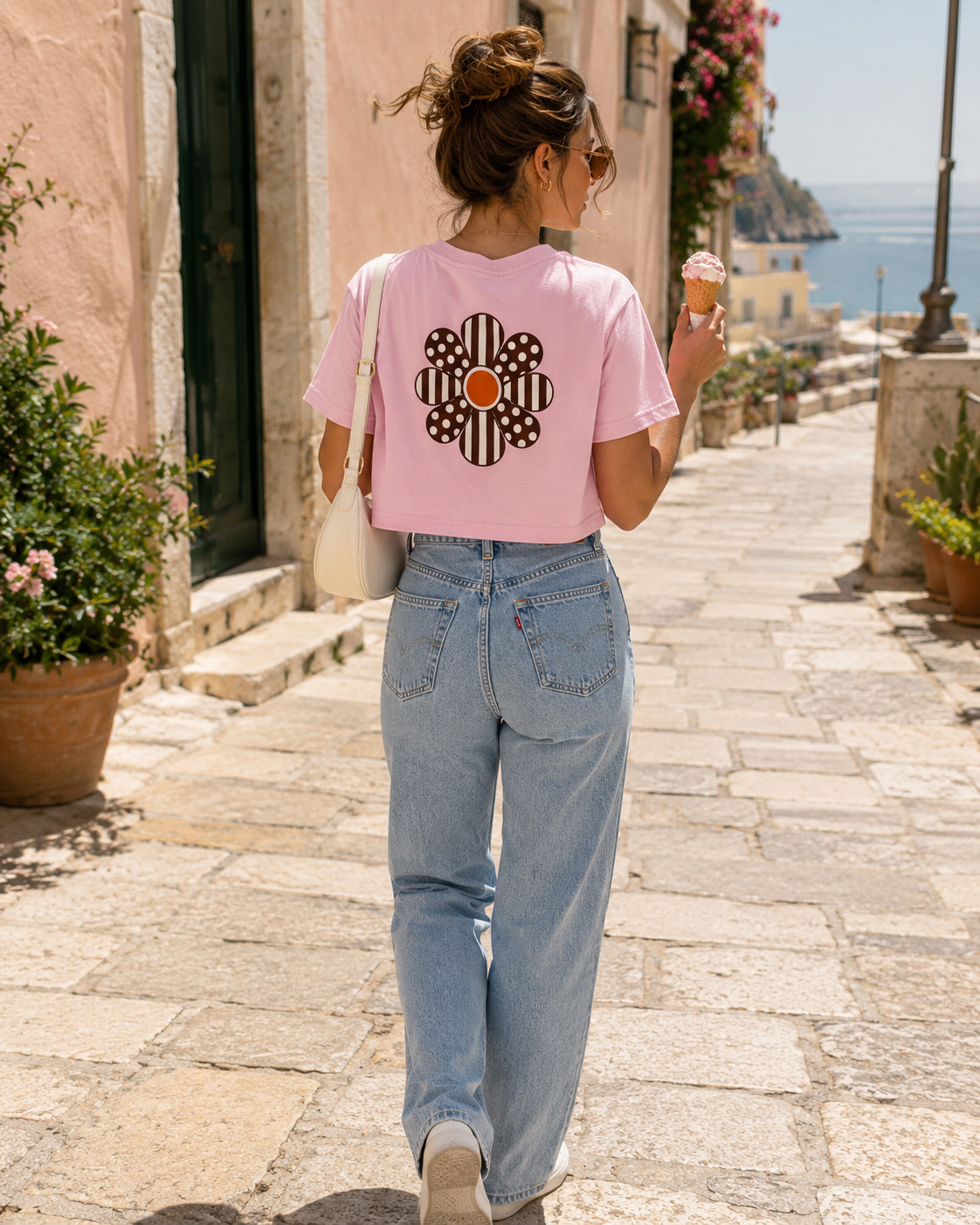 AZAL RŪH Loka Bloom Mineral Wash Crop Tee | Retro Floral Graphic Shirt