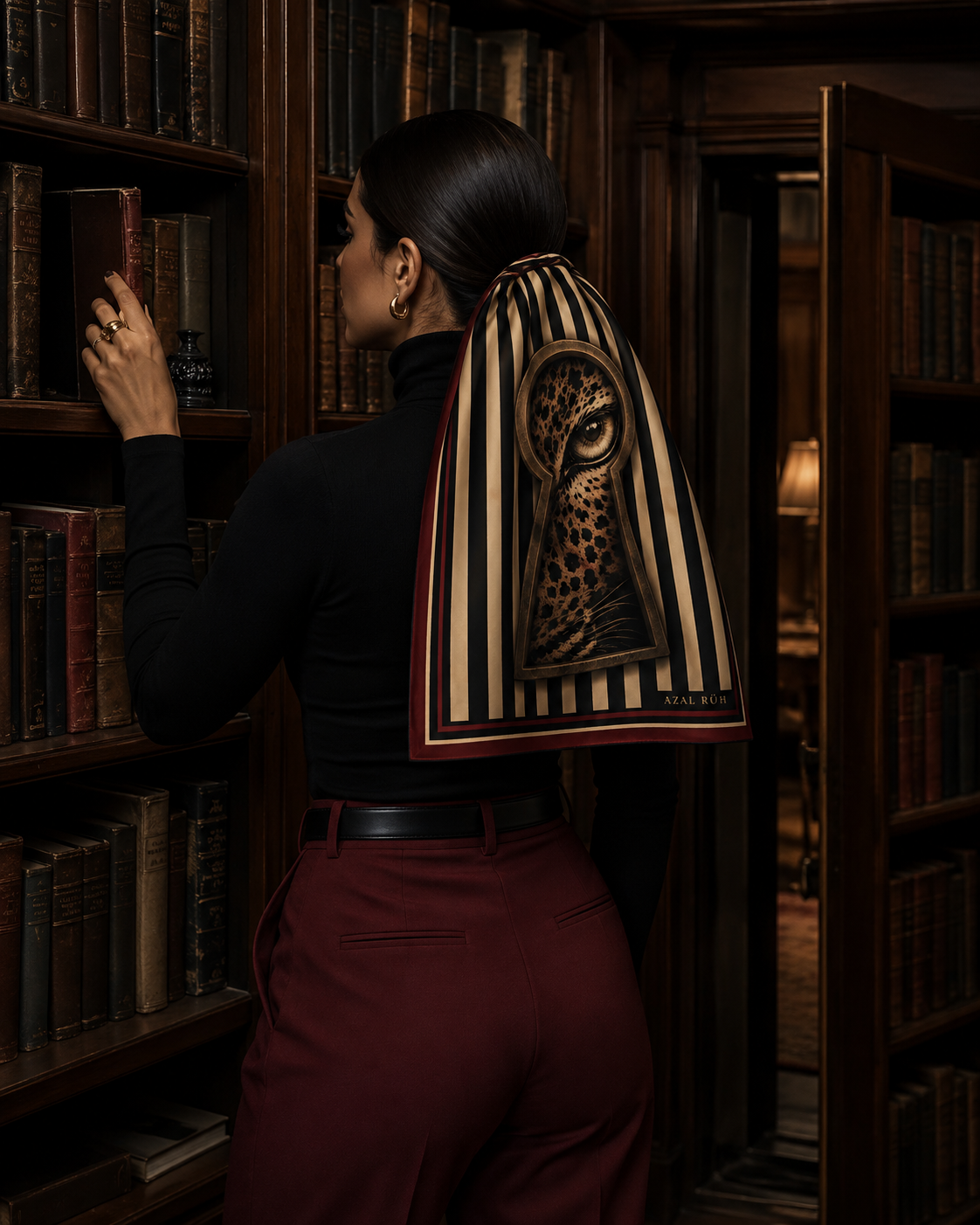 The Keyhole Leopard Bandana — Black, Ivory & Burgundy