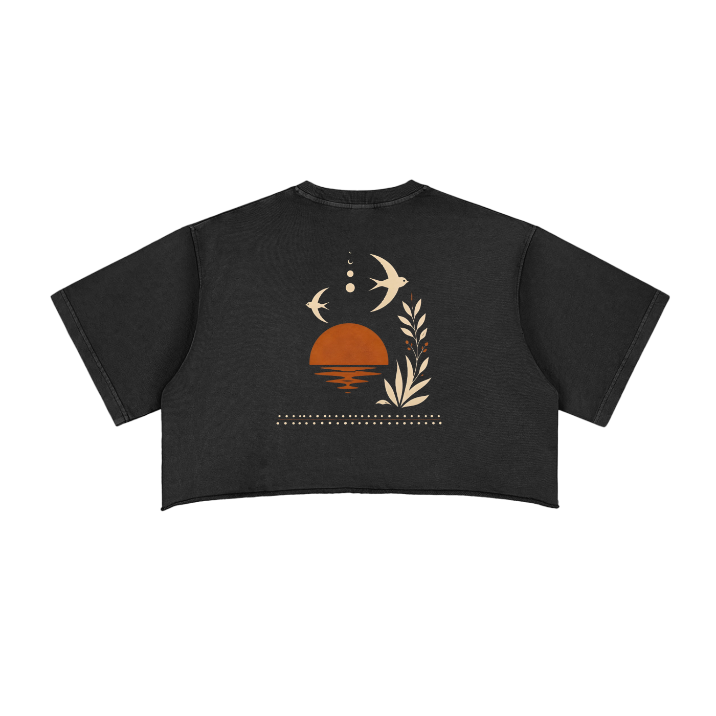 AZAL RŪH Desert Swallow Crop Top | Vintage Sunset Graphic Tee