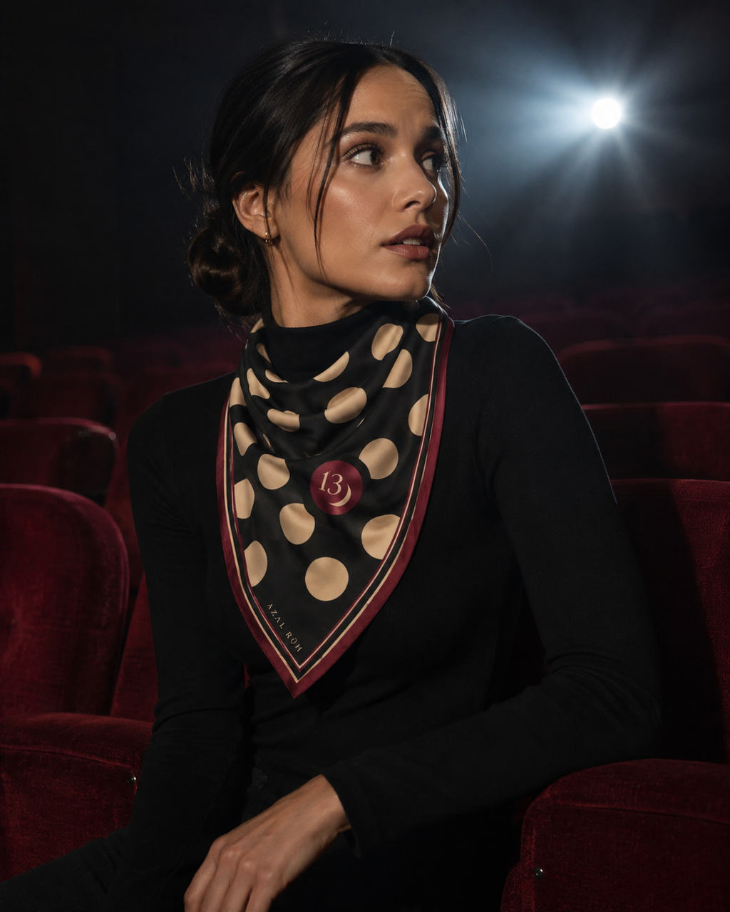 Midnight Polka XIII Bandana detail - oversized polka dots