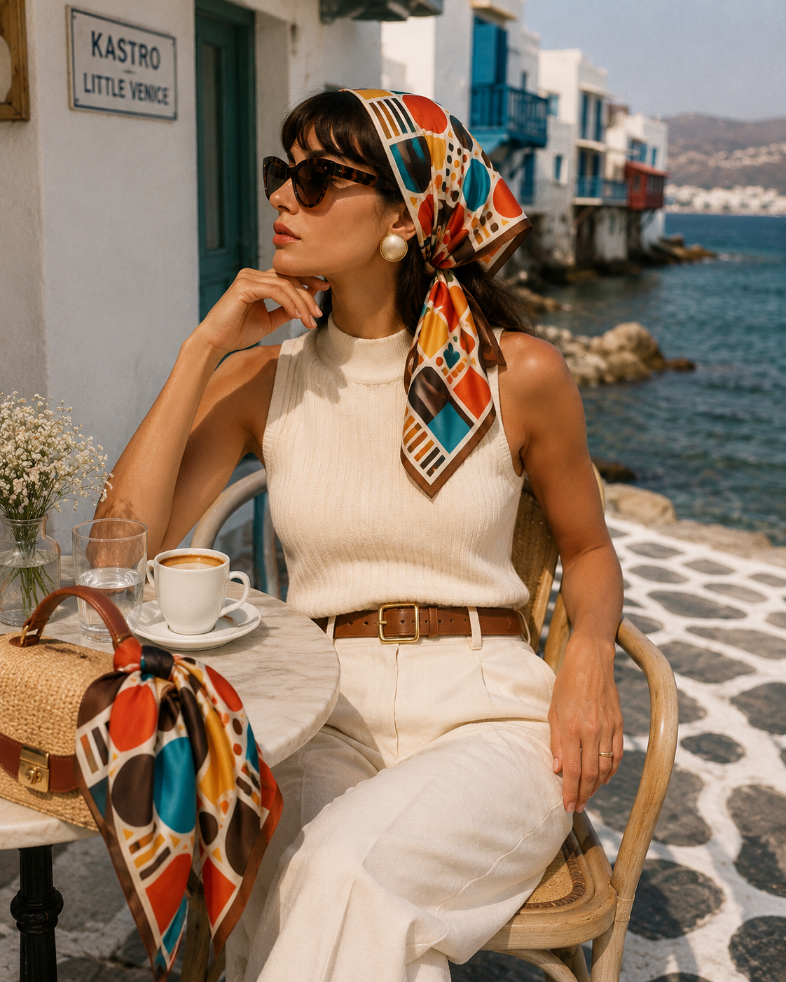 AZAL RŪH Retro 60s Geometric Bandana Scarf \| Hair & Neck Scarf