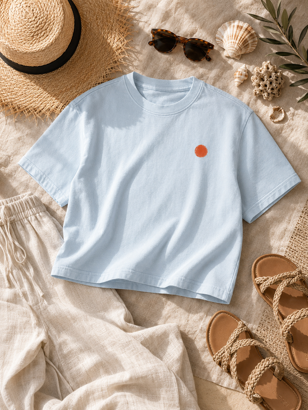 AZAL RŪH Golden Horizon Mineral Wash Crop Tee \| Vintage Sunset T\-Shirt
