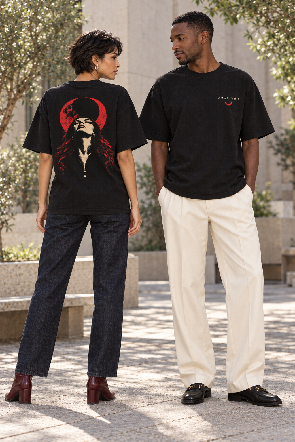 Crimson Moon Heavyweight Graphic Tee – AZAL RŪH