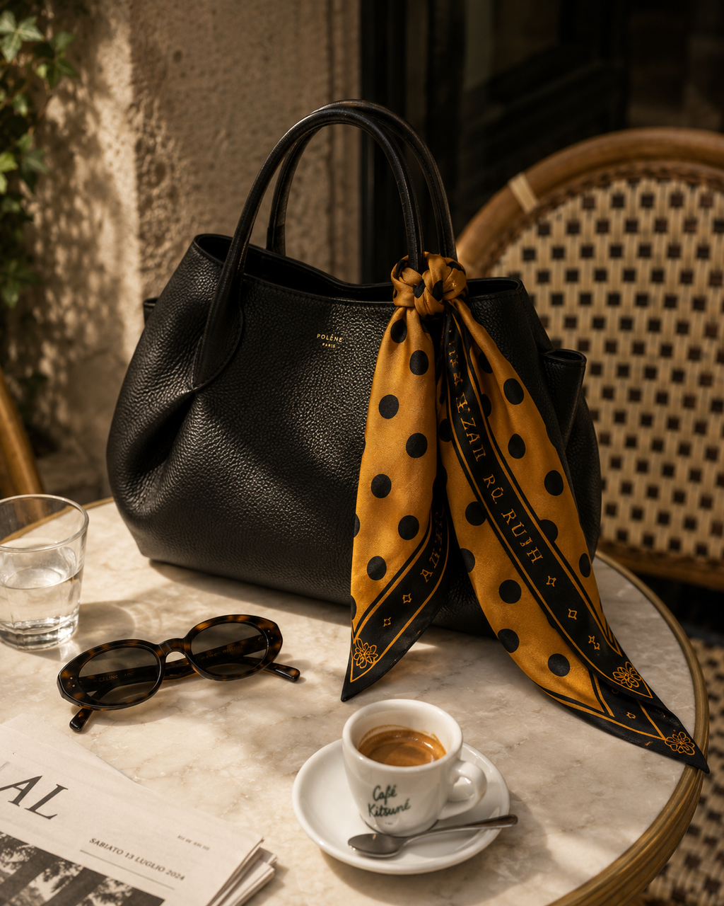 Golden Orange Polka Dot Scarf