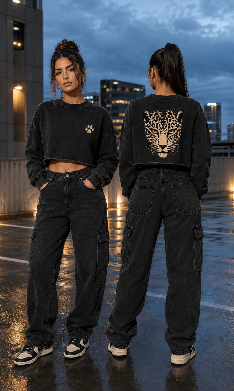 Leopard Muse Snow-Washed Cropped Sweatshirt