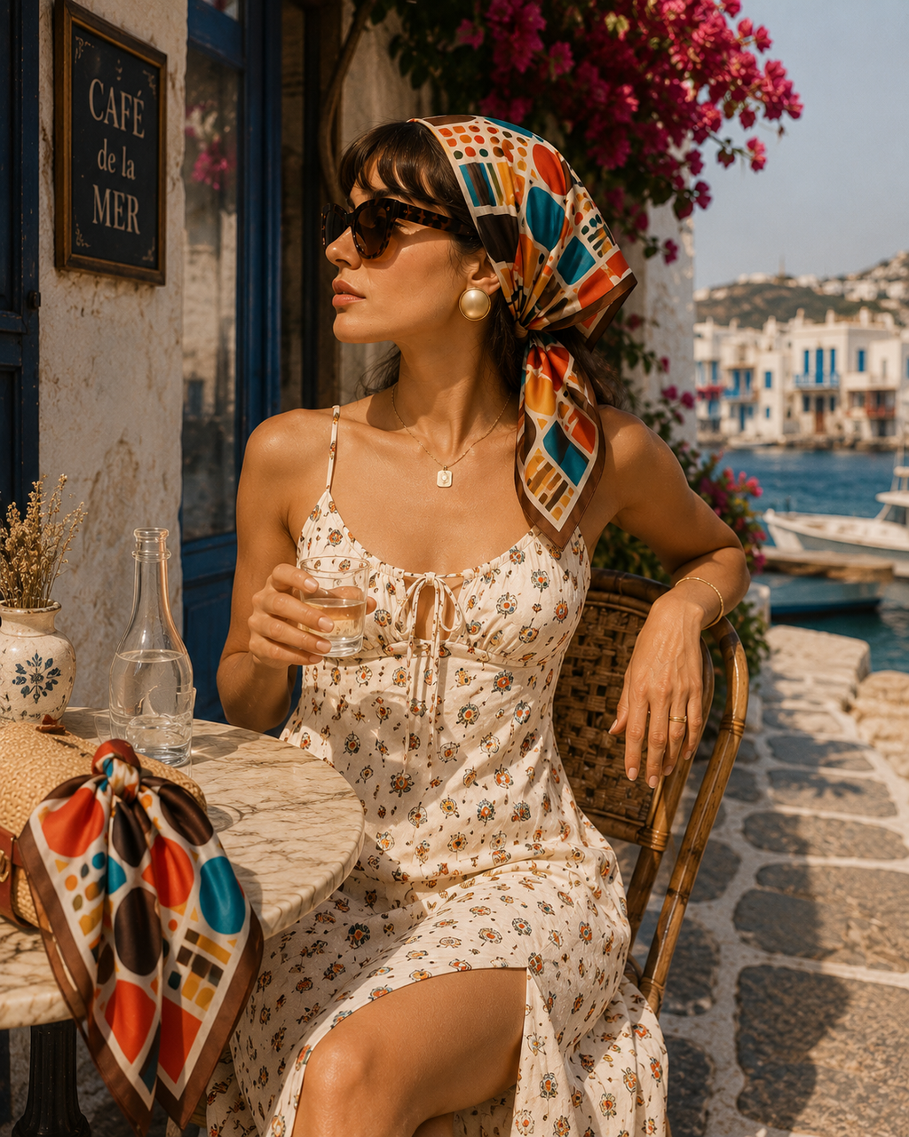 AZAL RŪH Retro 60s Geometric Bandana Scarf \| Hair & Neck Scarf