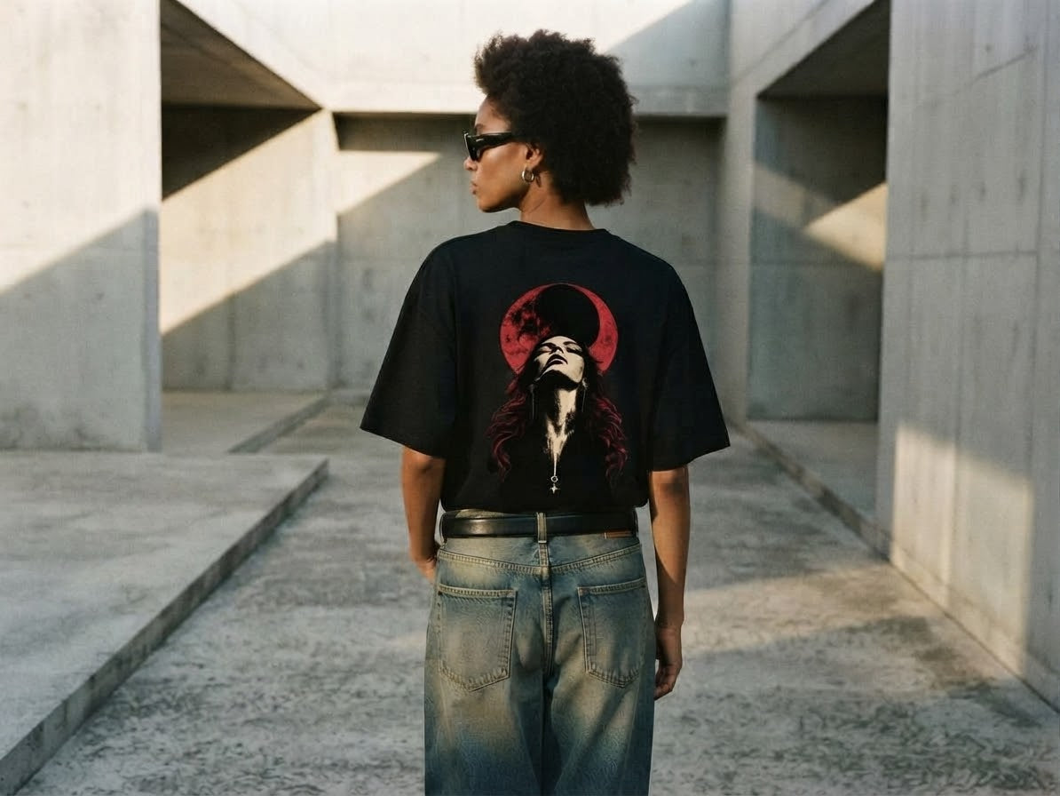 Crimson Moon Heavyweight Graphic Tee – AZAL RŪH