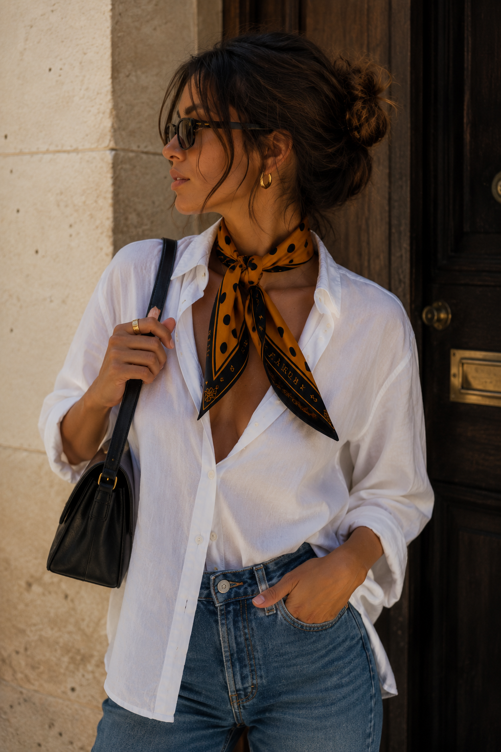 Golden Orange Polka Dot Scarf