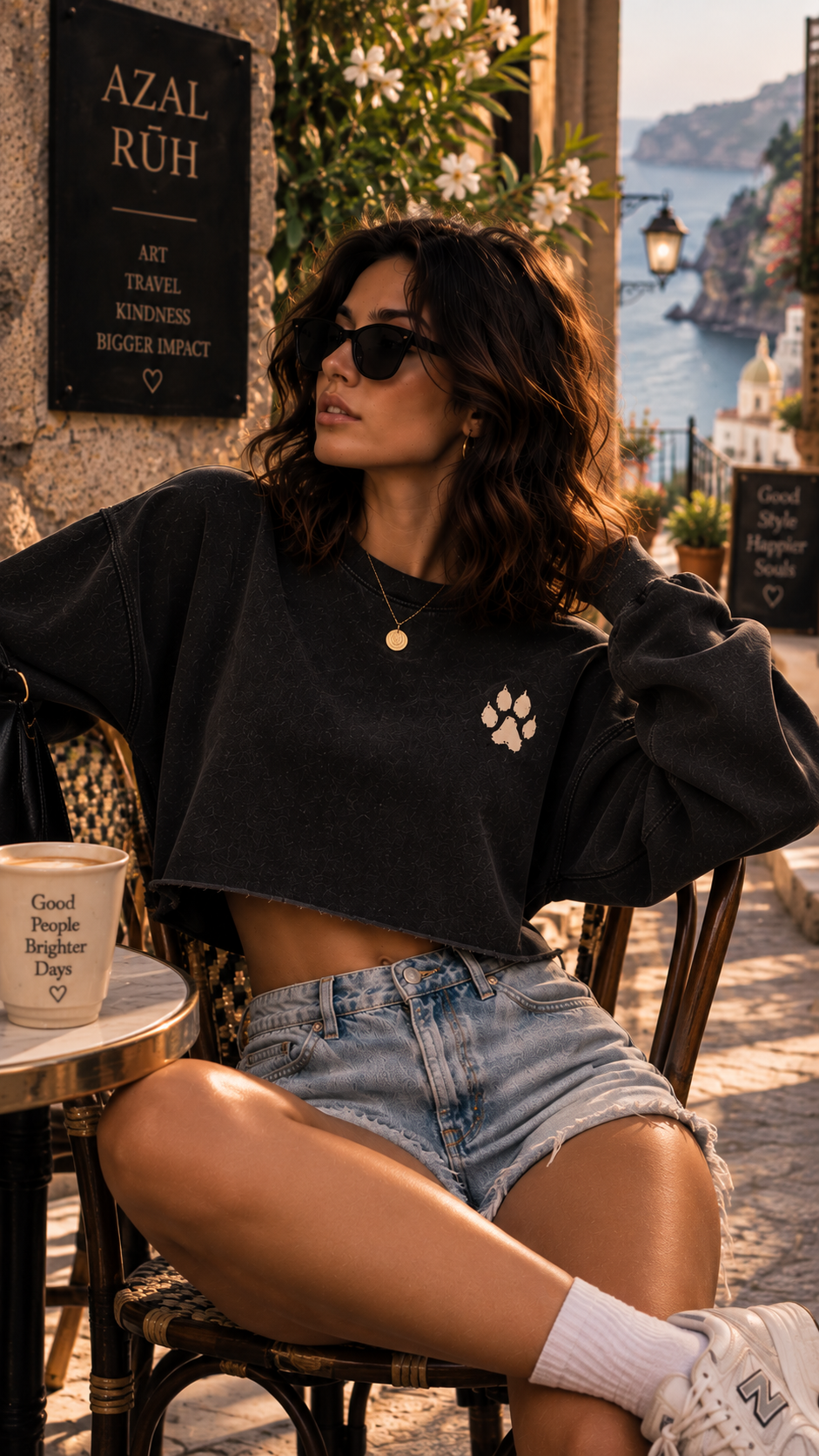 Leopard Muse Snow-Washed Cropped Sweatshirt