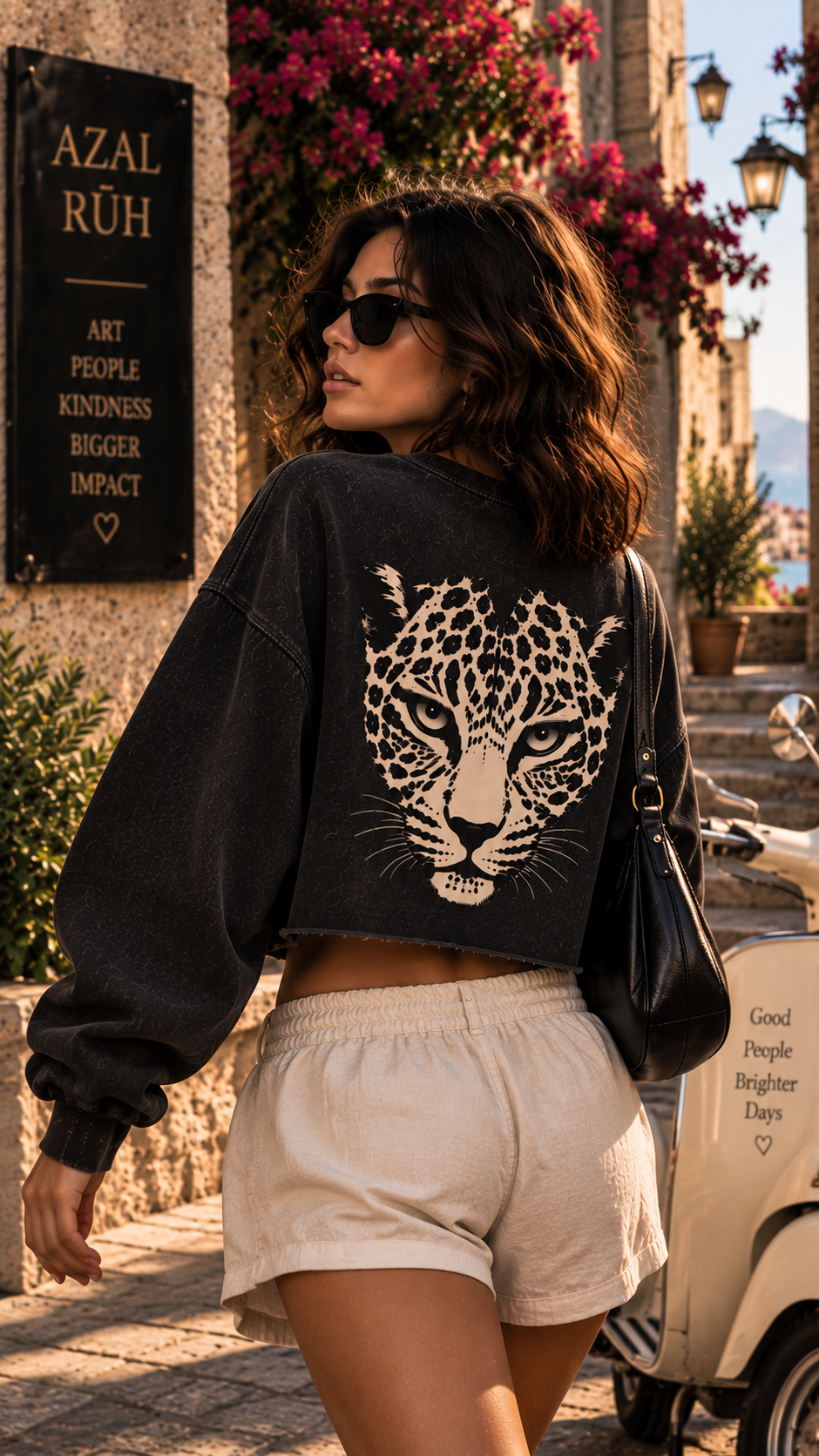 Leopard Muse Snow-Washed Cropped Sweatshirt