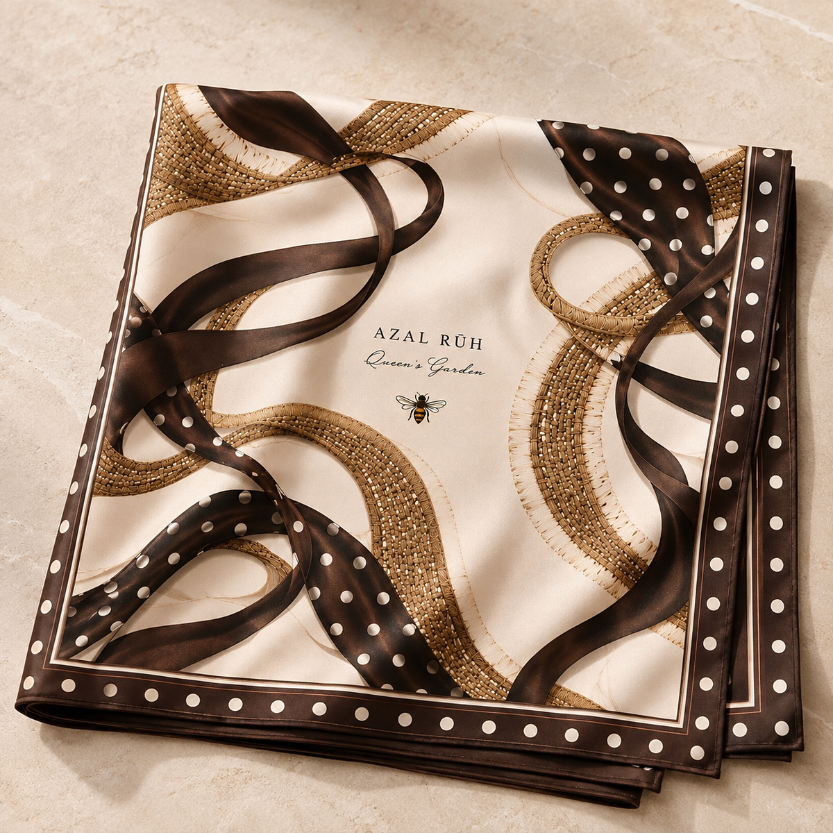 Chocolate Polka Bandana Scarf | Brown Polka Dot Hair & Neck Scarf | AZAL RŪH