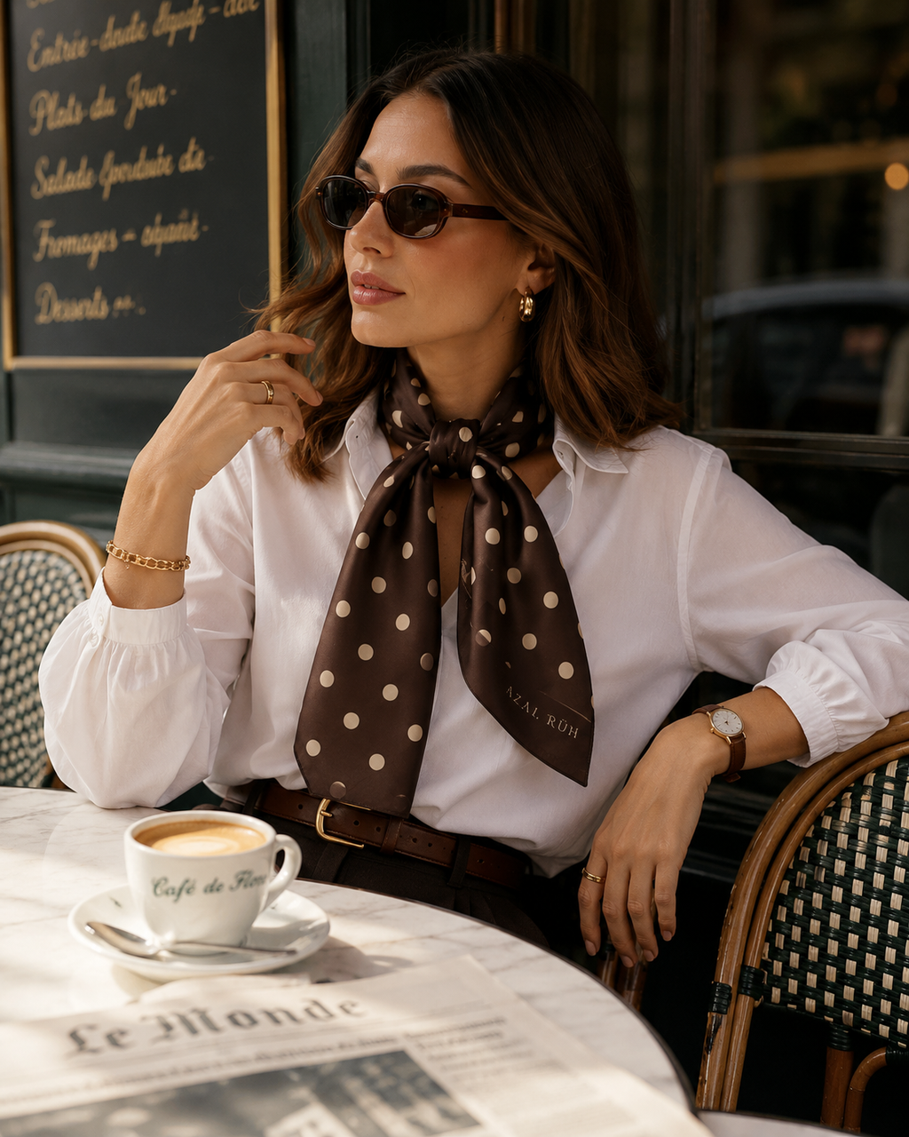 Chocolate Polka Bandana Scarf | AZAL RŪH