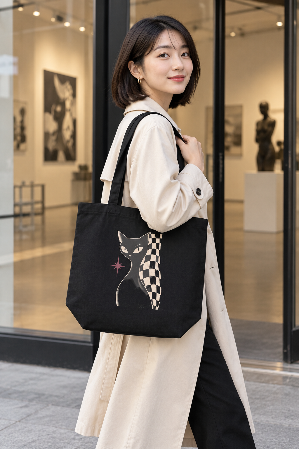 Retro Cat Organic Cotton Tote Bag | AZAL RŪH