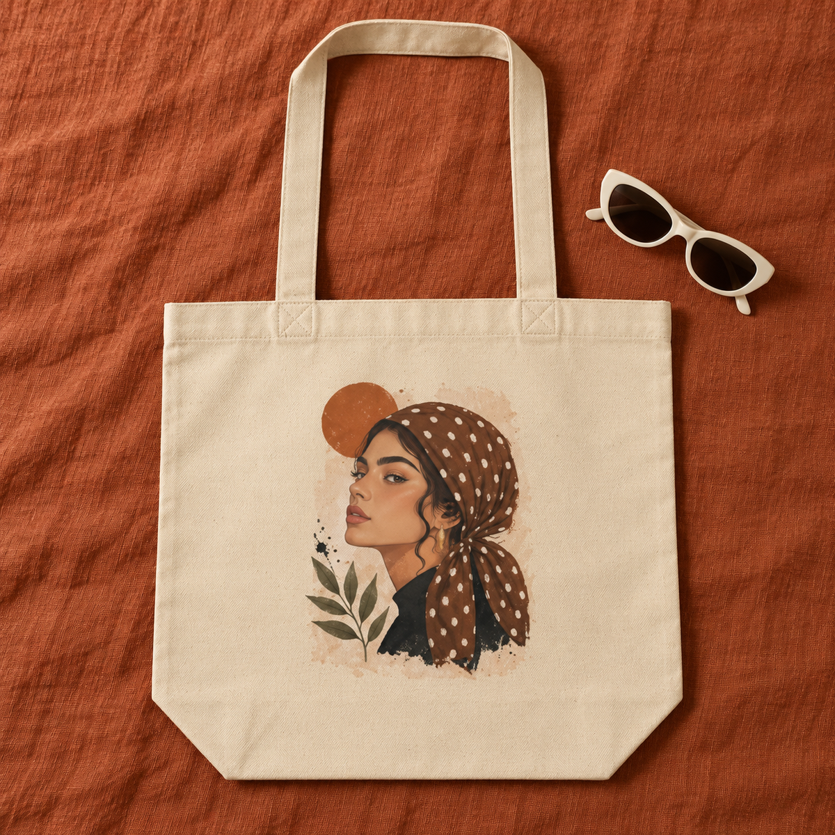 Retro Headscarf Portrait Organic Cotton Tote Bag | AZAL RŪH