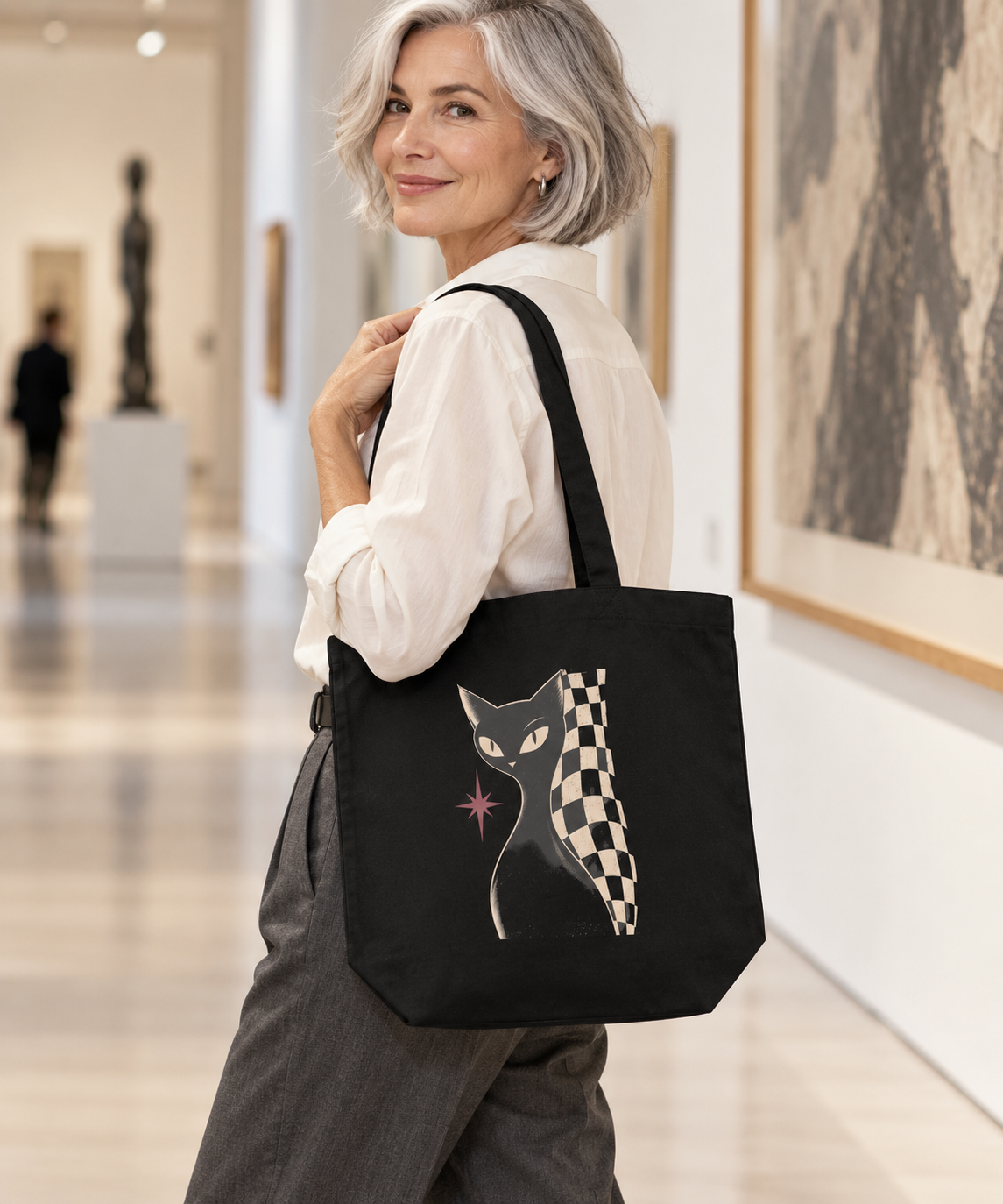 Retro Cat Organic Cotton Tote Bag | AZAL RŪH
