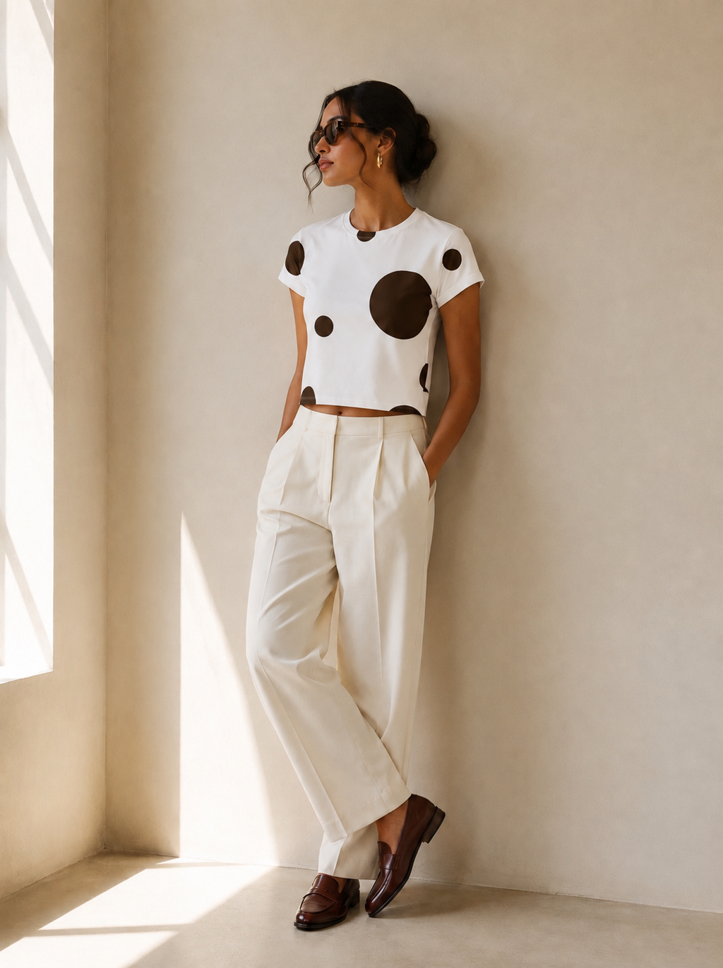 Chocolate Dot Crop Tee