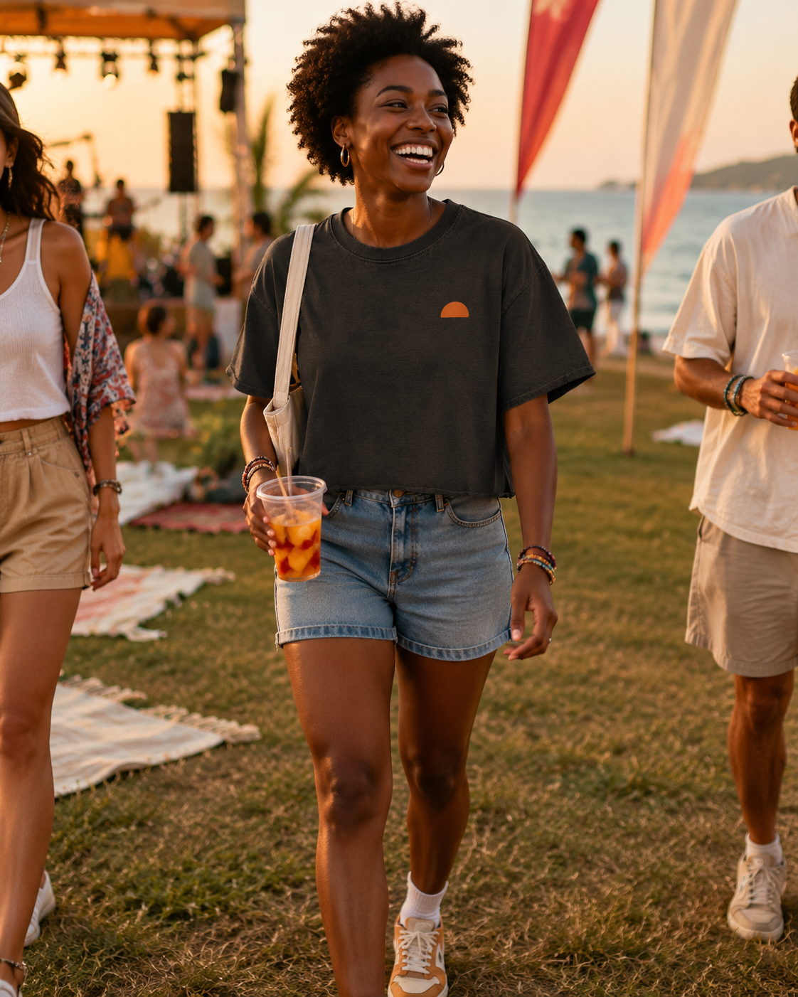 AZAL RŪH Desert Swallow Crop Top | Vintage Sunset Graphic Tee