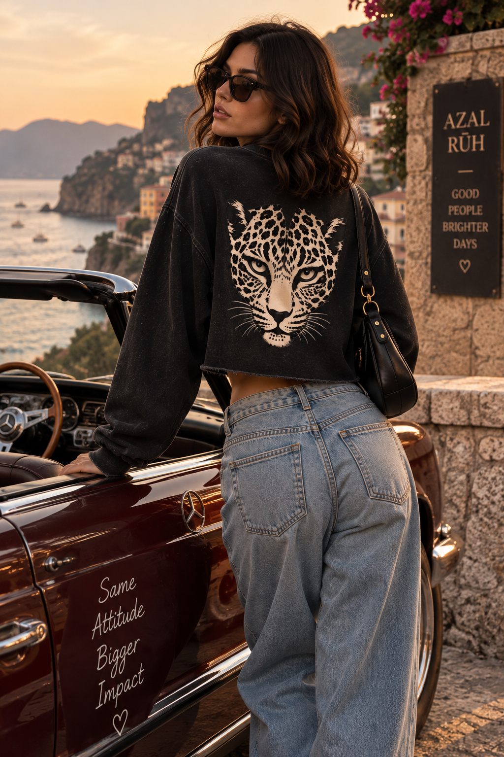 Leopard Muse Snow-Washed Cropped Sweatshirt
