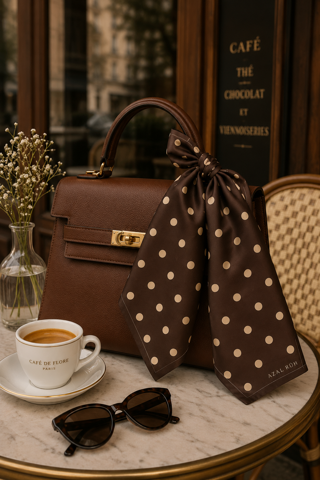 Chocolate Polka Bandana Scarf | AZAL RŪH