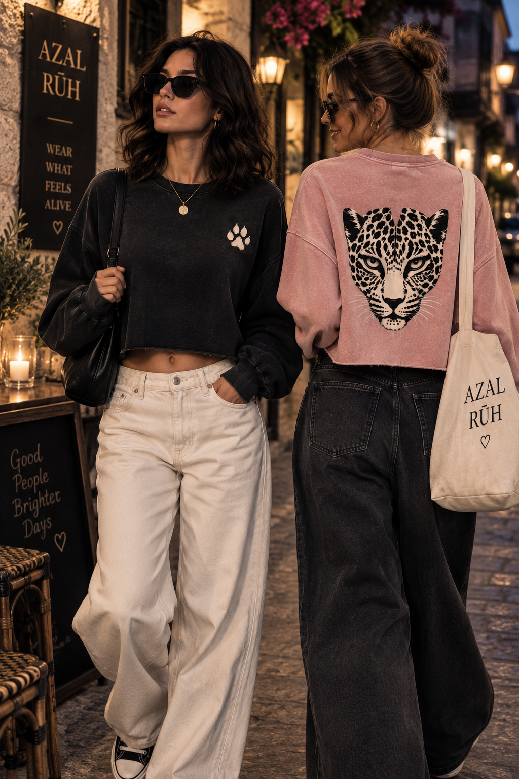 Leopard Muse Snow-Washed Cropped Sweatshirt - statement leopard layer, AZAL RŪH