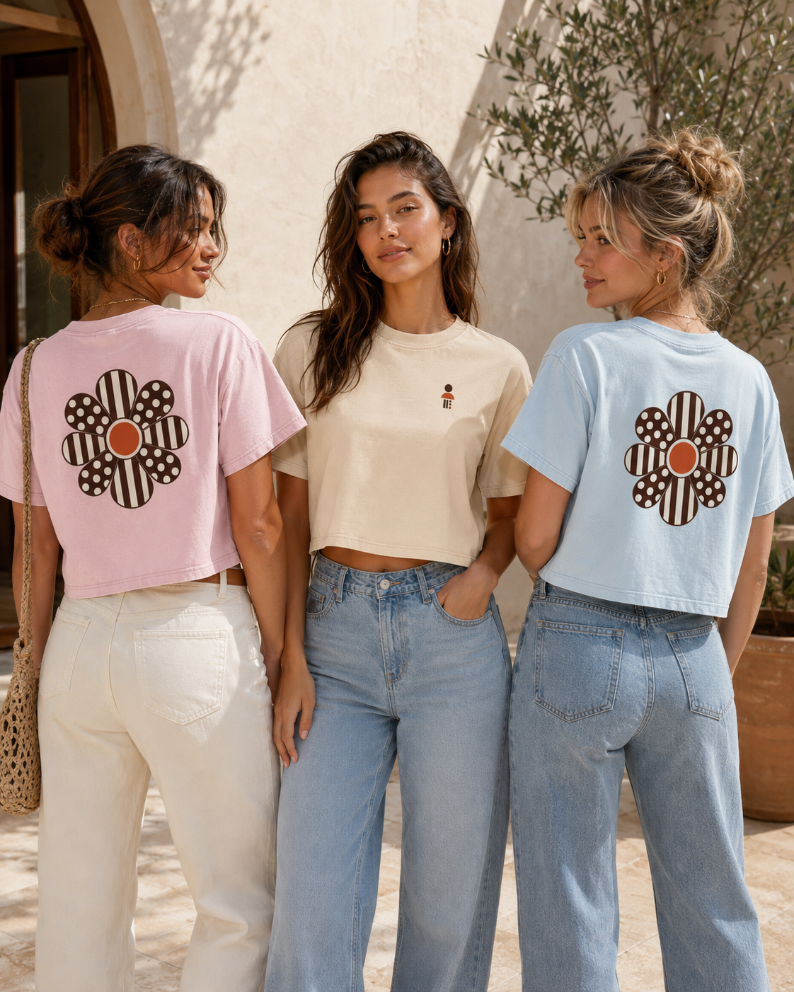 AZAL RŪH Loka Bloom Mineral Wash Crop Tee | Retro Floral Graphic Shirt