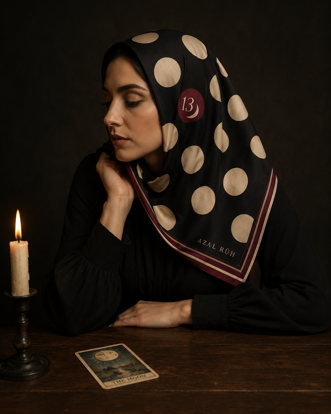 Midnight Polka XIII Bandana — Black, Ivory & Burgundy