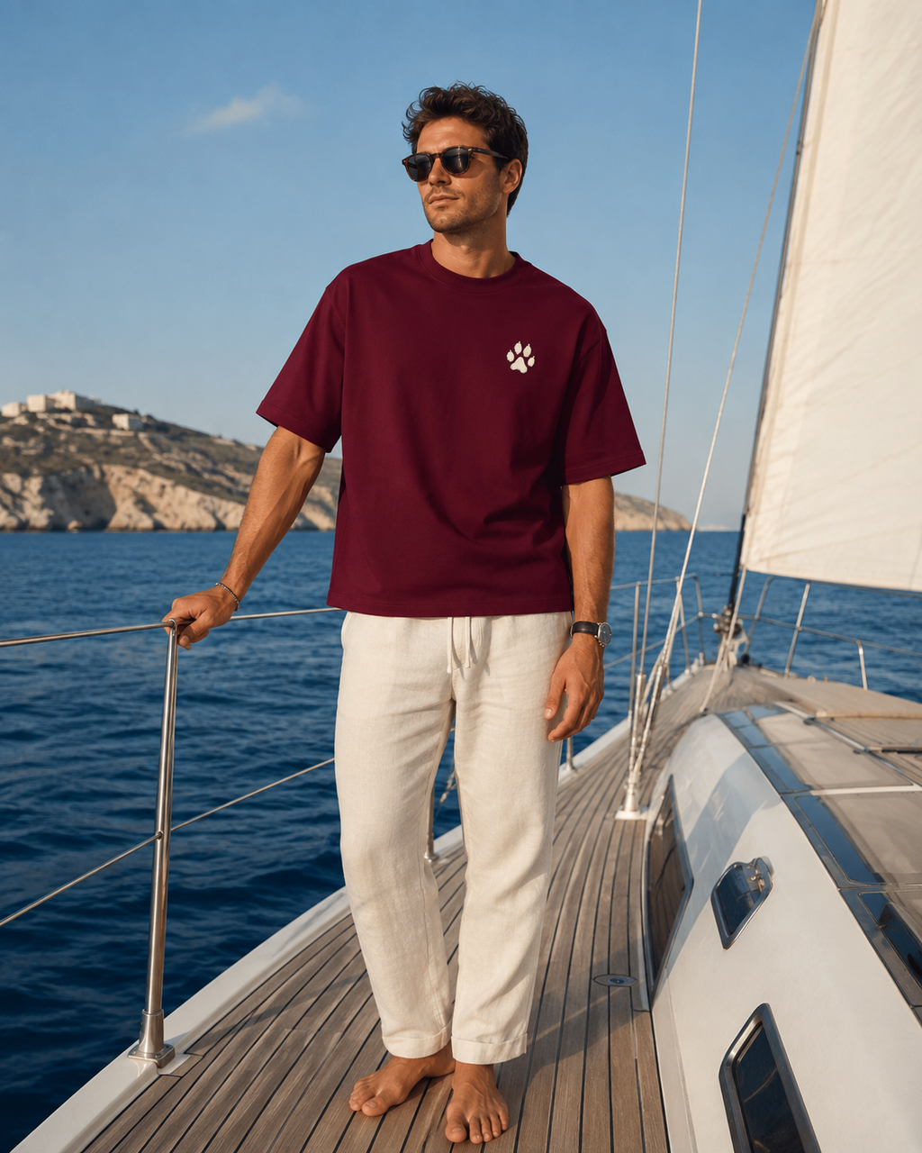 WILD 68 Leopard Boxy Tee — Burgundy