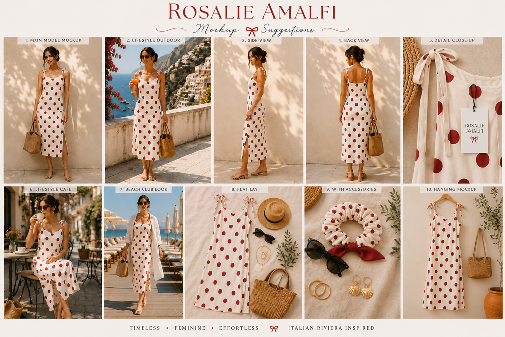 AZAL RŪH Rosalie Polka Dot Midi Dress | Red & Cream Riviera Tie-Strap Dress