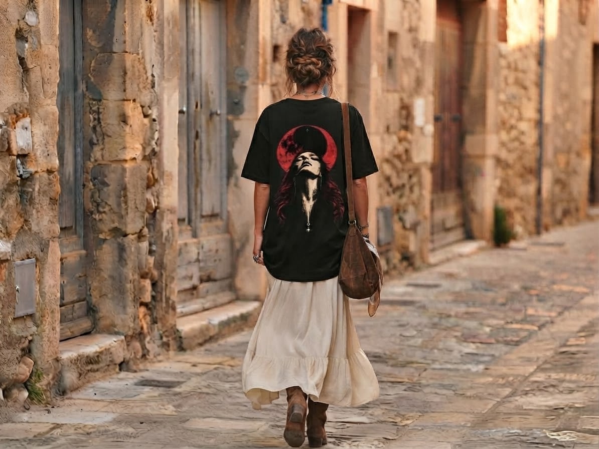 Crimson Moon Heavyweight Graphic Tee – AZAL RŪH