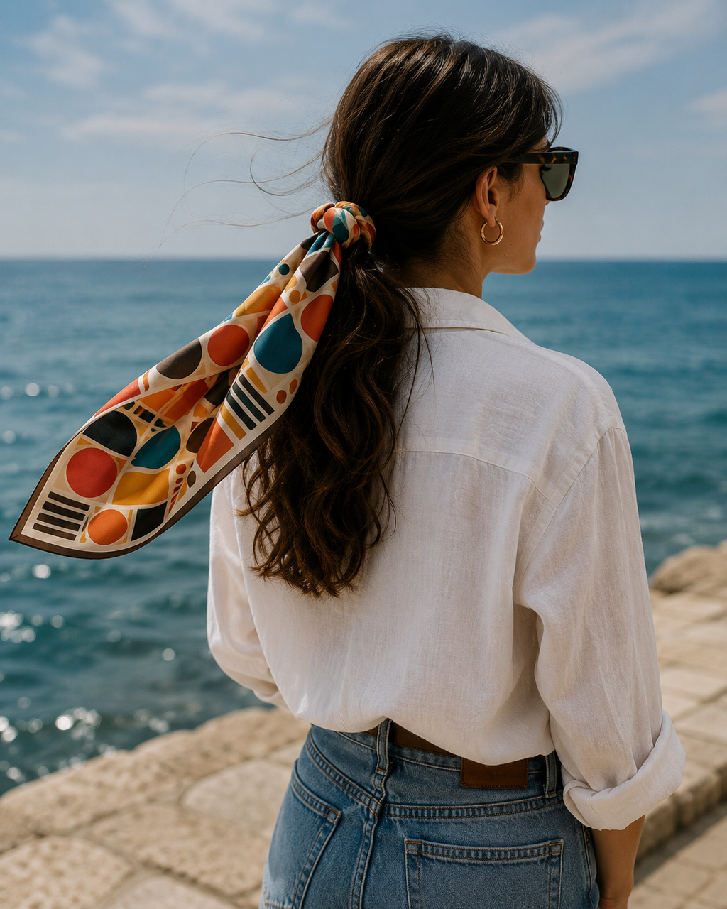 AZAL RŪH Retro 60s Geometric Bandana Scarf \| Hair & Neck Scarf