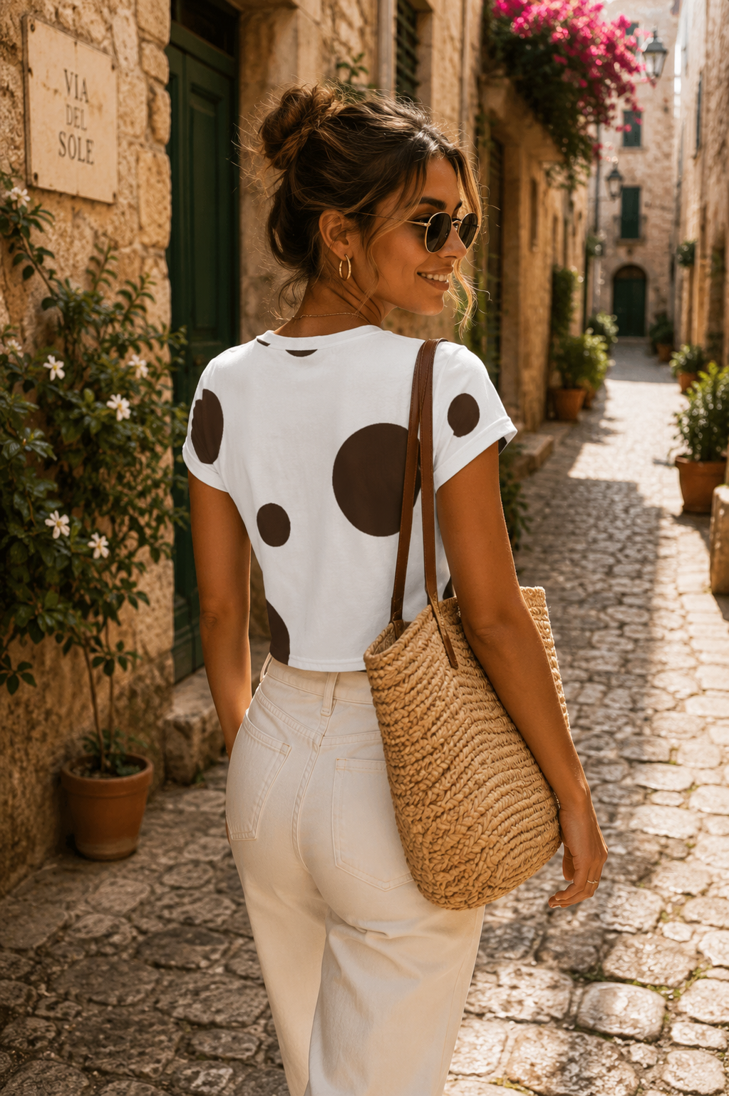 Chocolate Dot Crop Tee