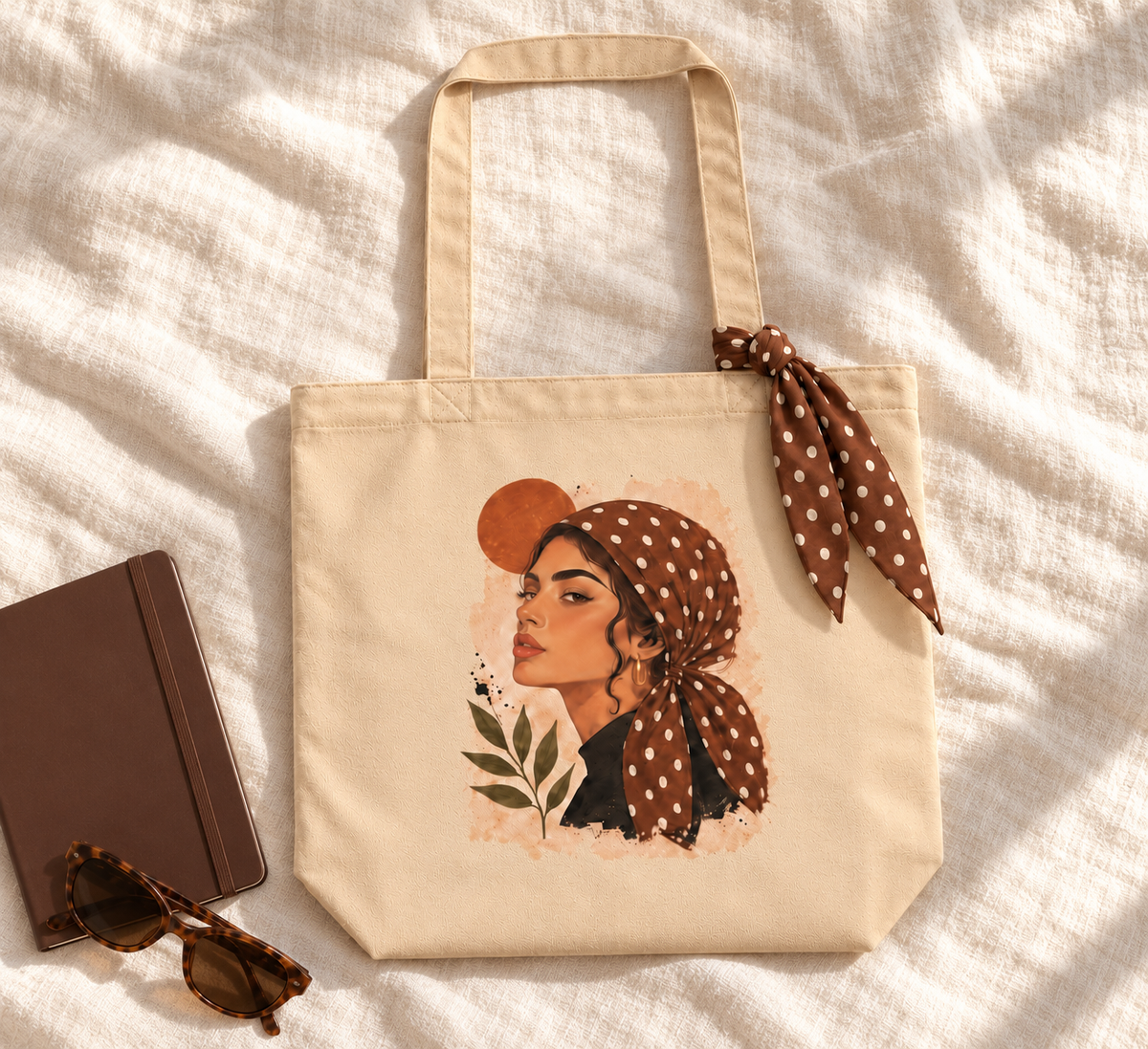 Retro Headscarf Portrait Organic Cotton Tote Bag | AZAL RŪH