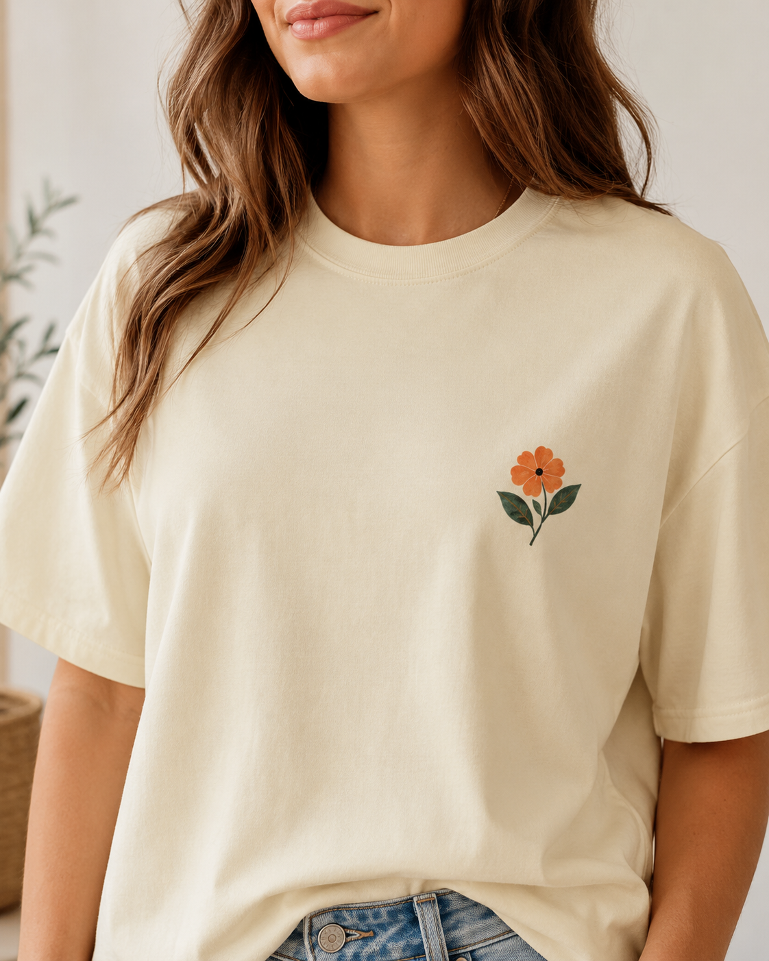 AZAL RŪH Frida Bloom Oversized Tee | Floral Folk Art Graphic Shirt