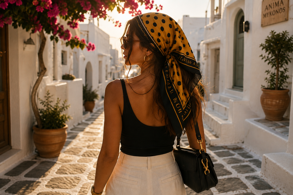 Golden Orange Polka Dot Scarf