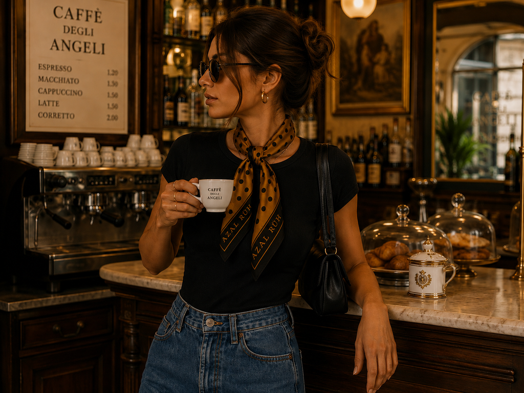 Golden Orange Polka Dot Scarf