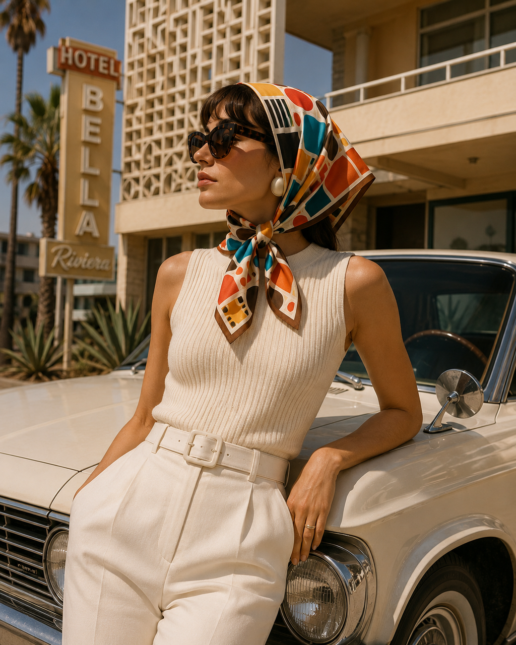 AZAL RŪH Retro 60s Geometric Bandana Scarf \| Hair & Neck Scarf