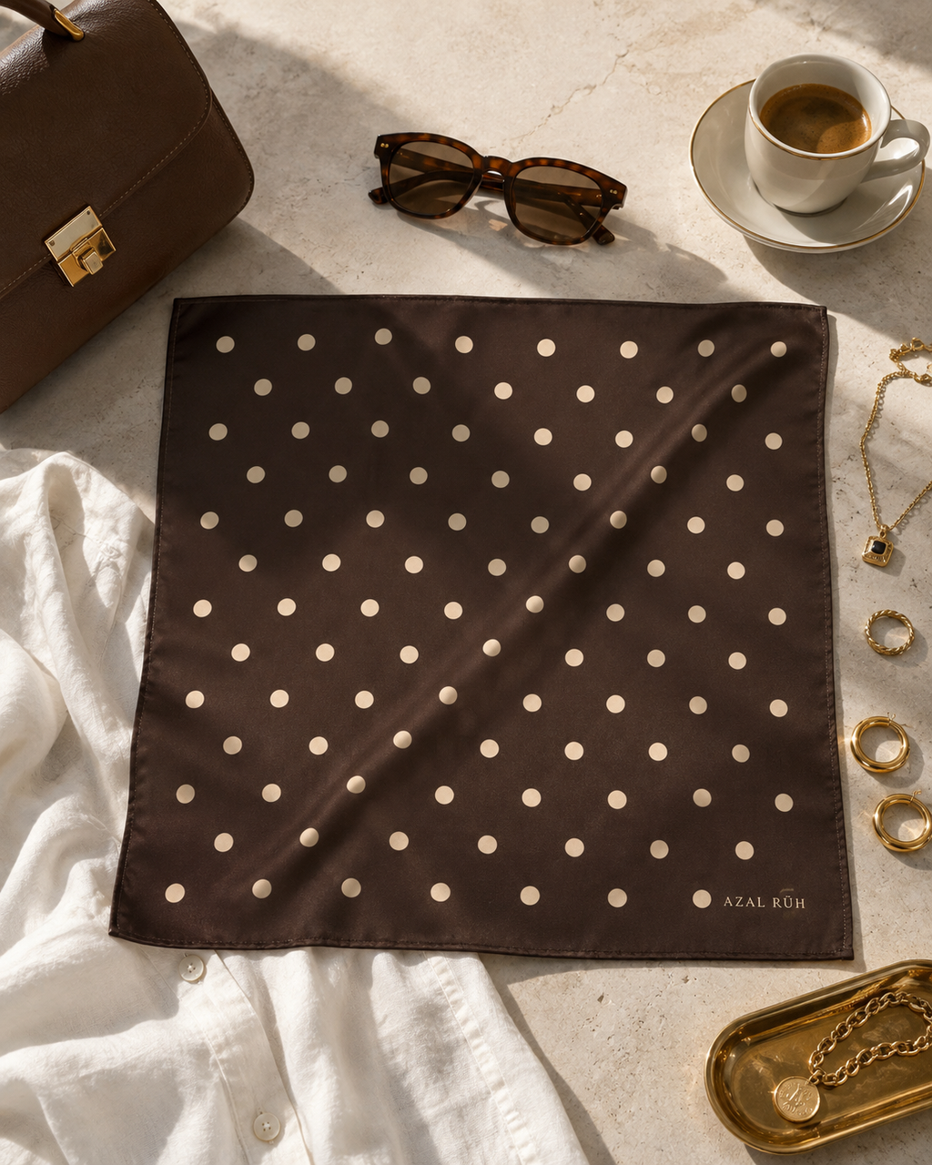 Chocolate Polka Bandana Scarf | AZAL RŪH