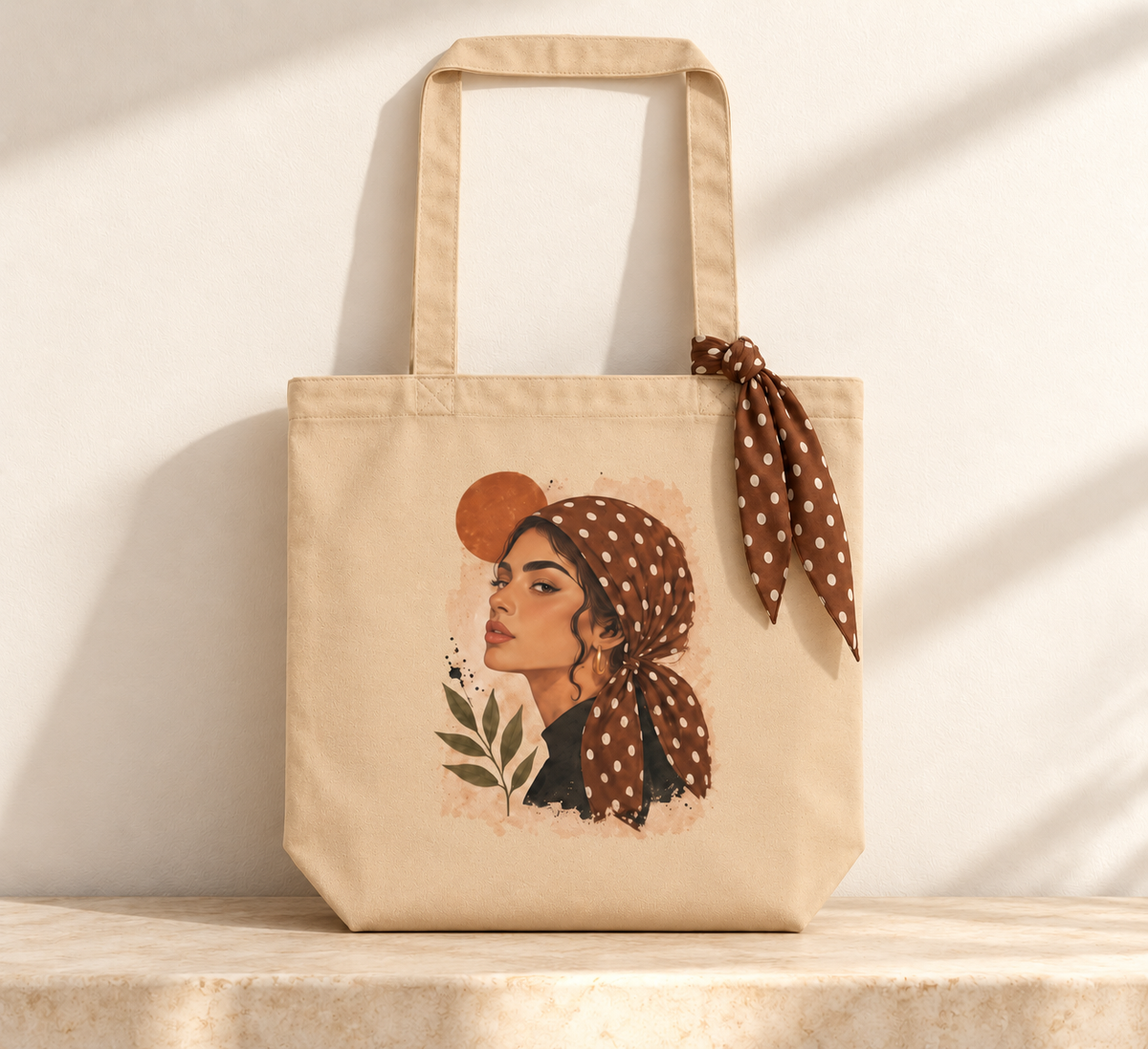 Retro Headscarf Portrait Organic Cotton Tote Bag | AZAL RŪH