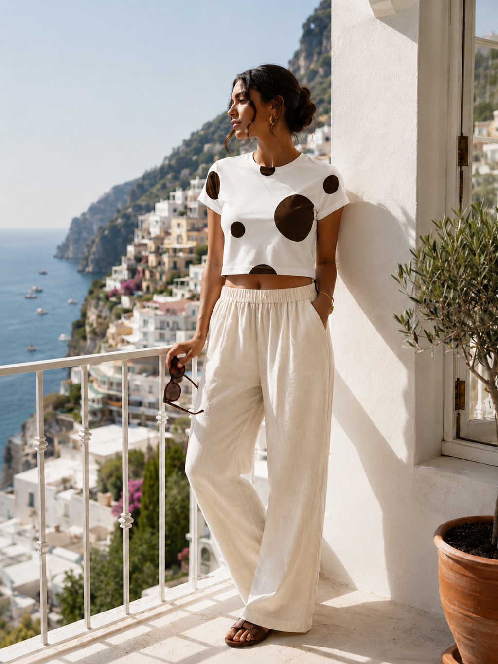 Chocolate Dot Crop Tee