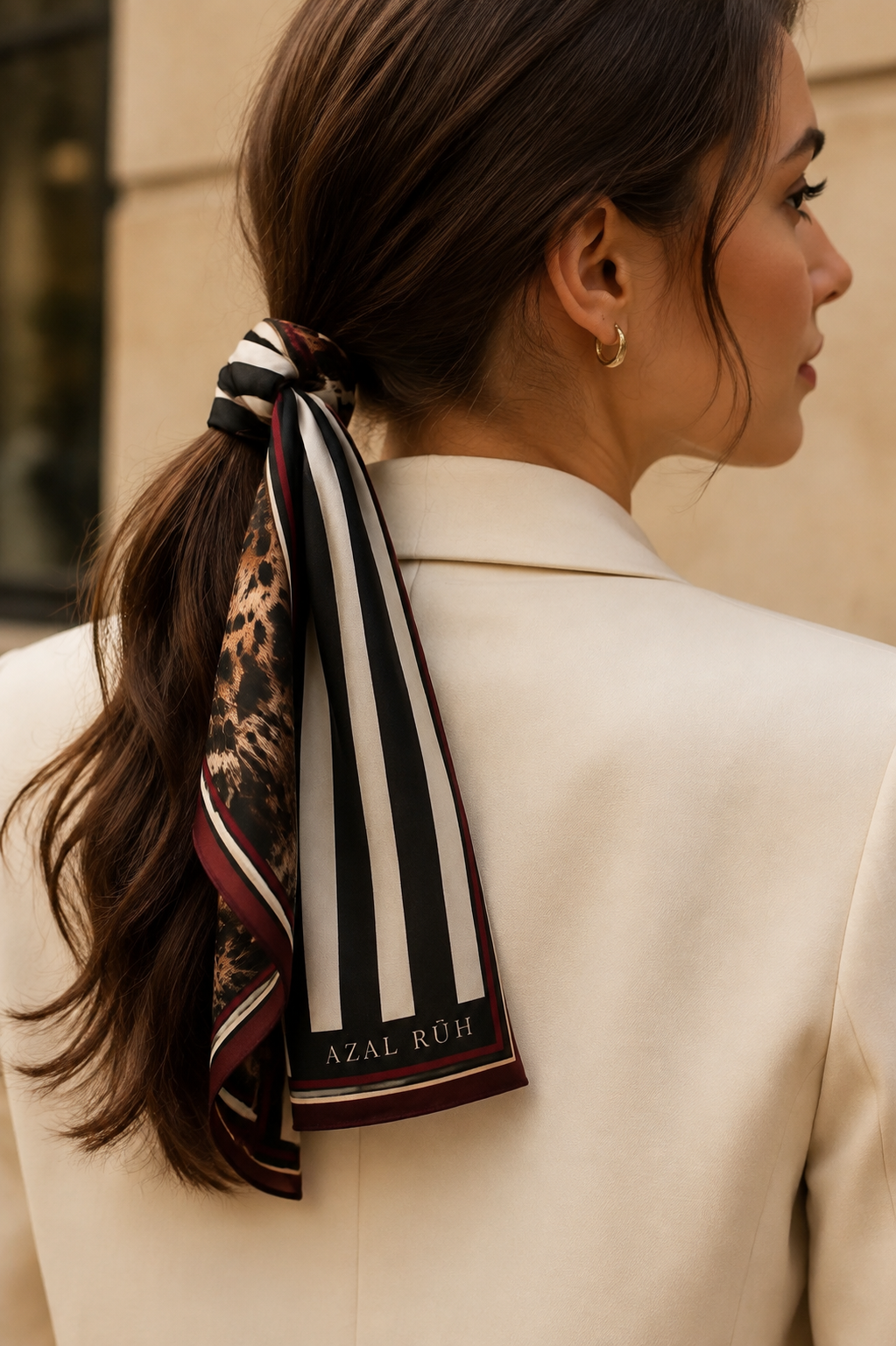The Keyhole Leopard Bandana — Black, Ivory & Burgundy