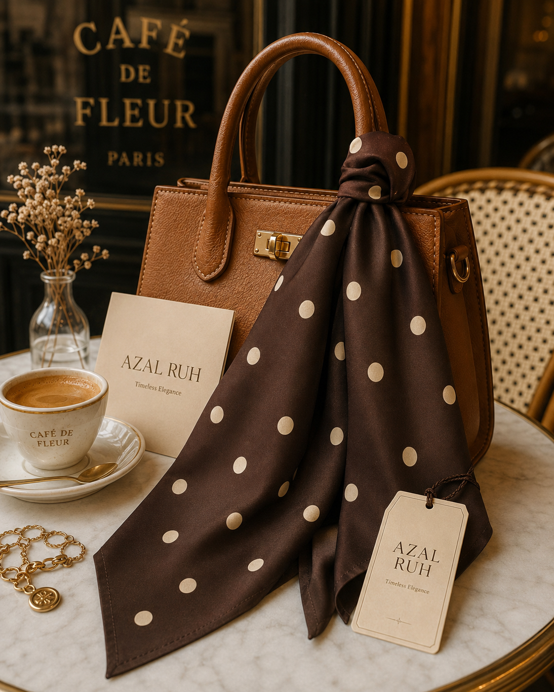 Chocolate Polka Bandana Scarf | AZAL RŪH