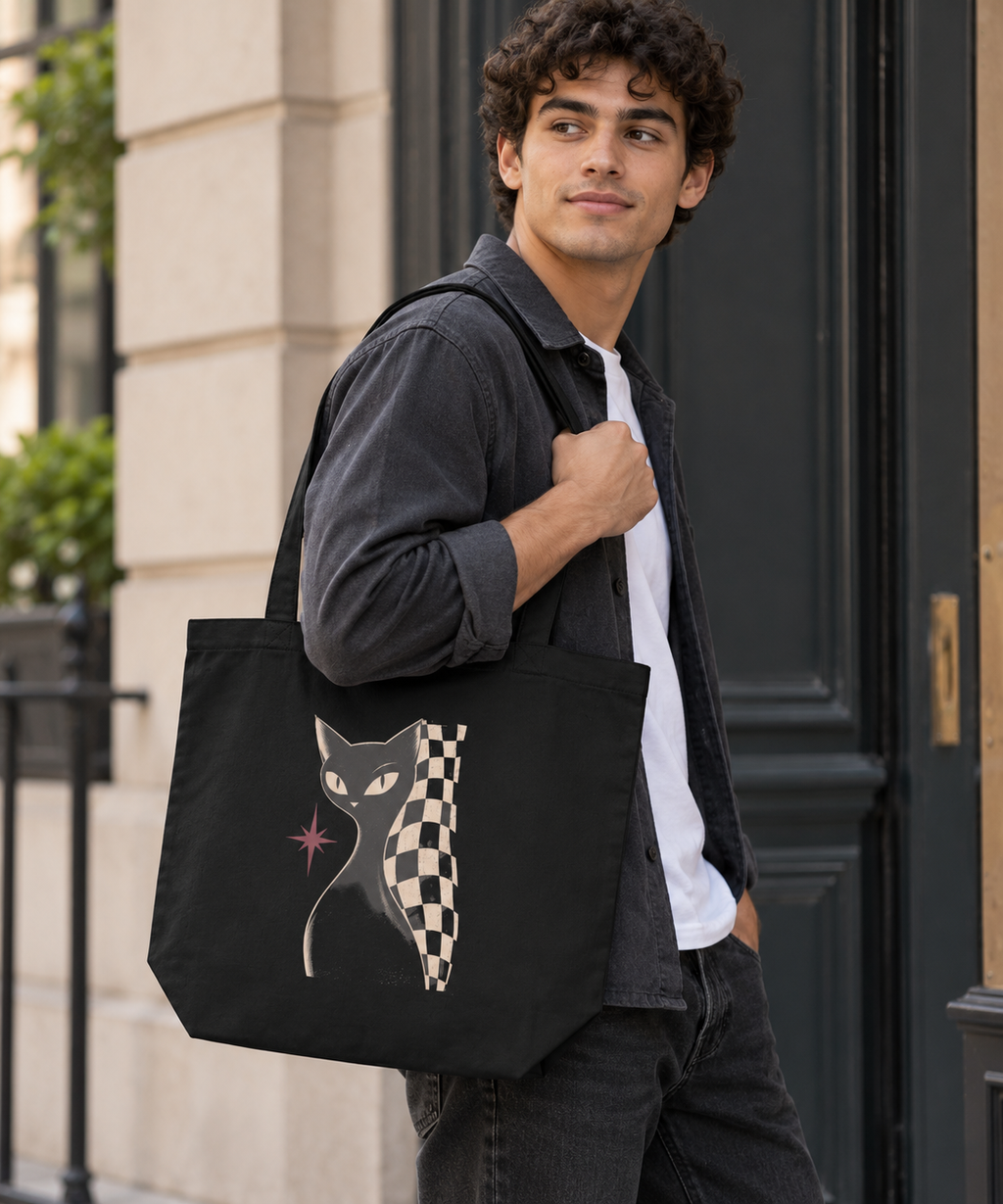 Retro Cat Organic Cotton Tote Bag | AZAL RŪH