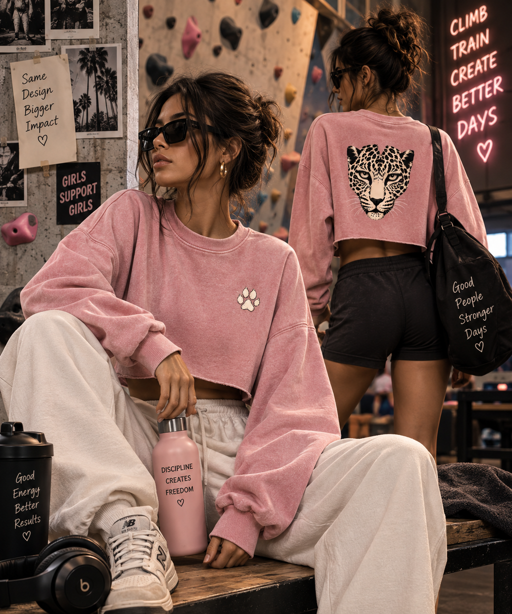 Leopard Muse Snow-Washed Cropped Sweatshirt
