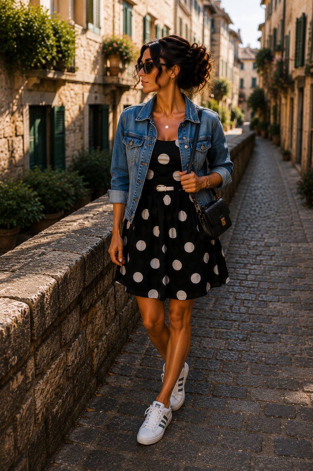 AZAL RŪH Black Ivory Polka Dot Skater Dress | Retro Fit & Flare Summer Dress