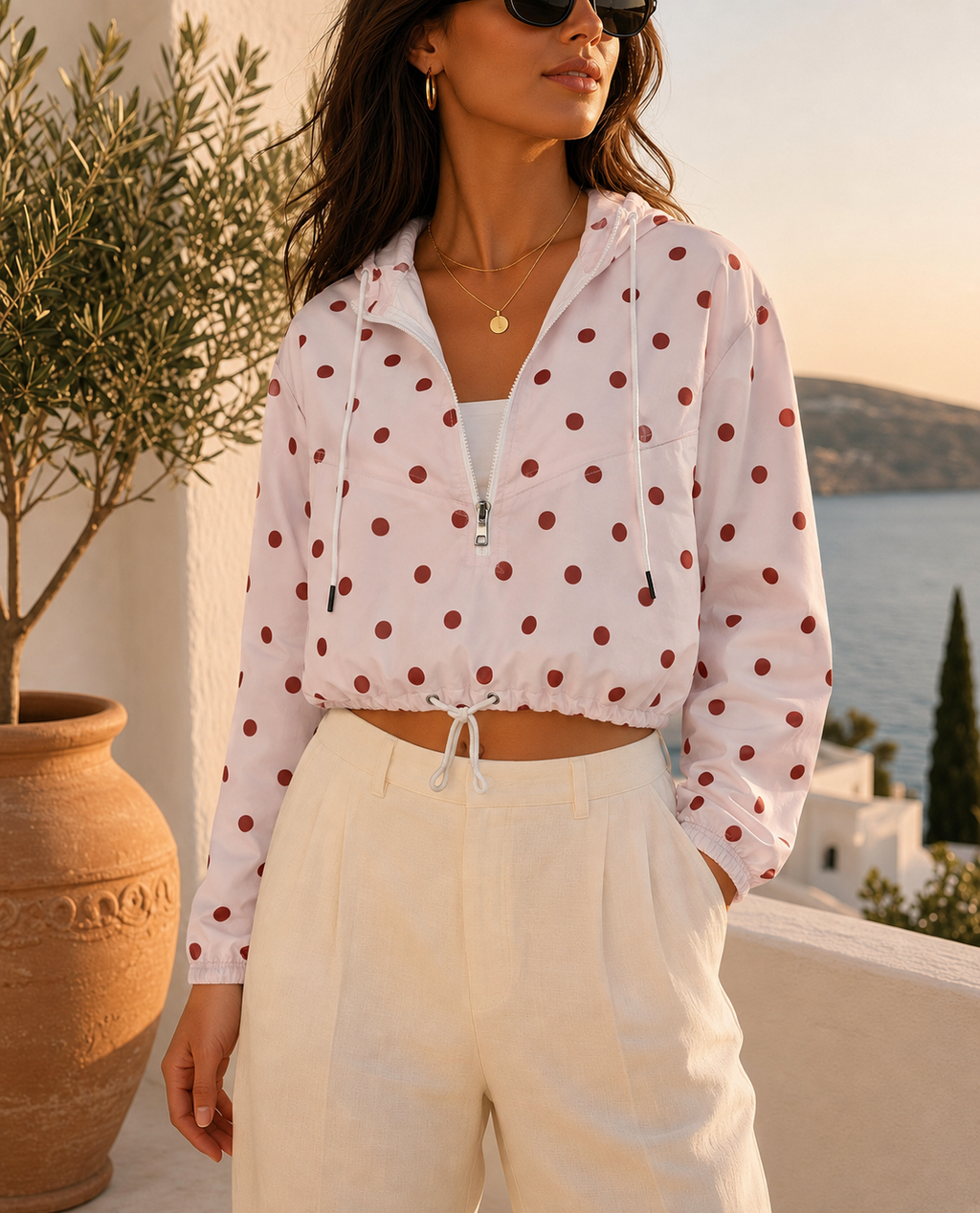 Amalfi Rouge Cropped Windbreaker