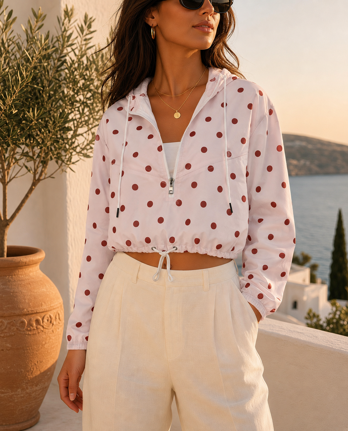 Amalfi Rouge Cropped Windbreaker