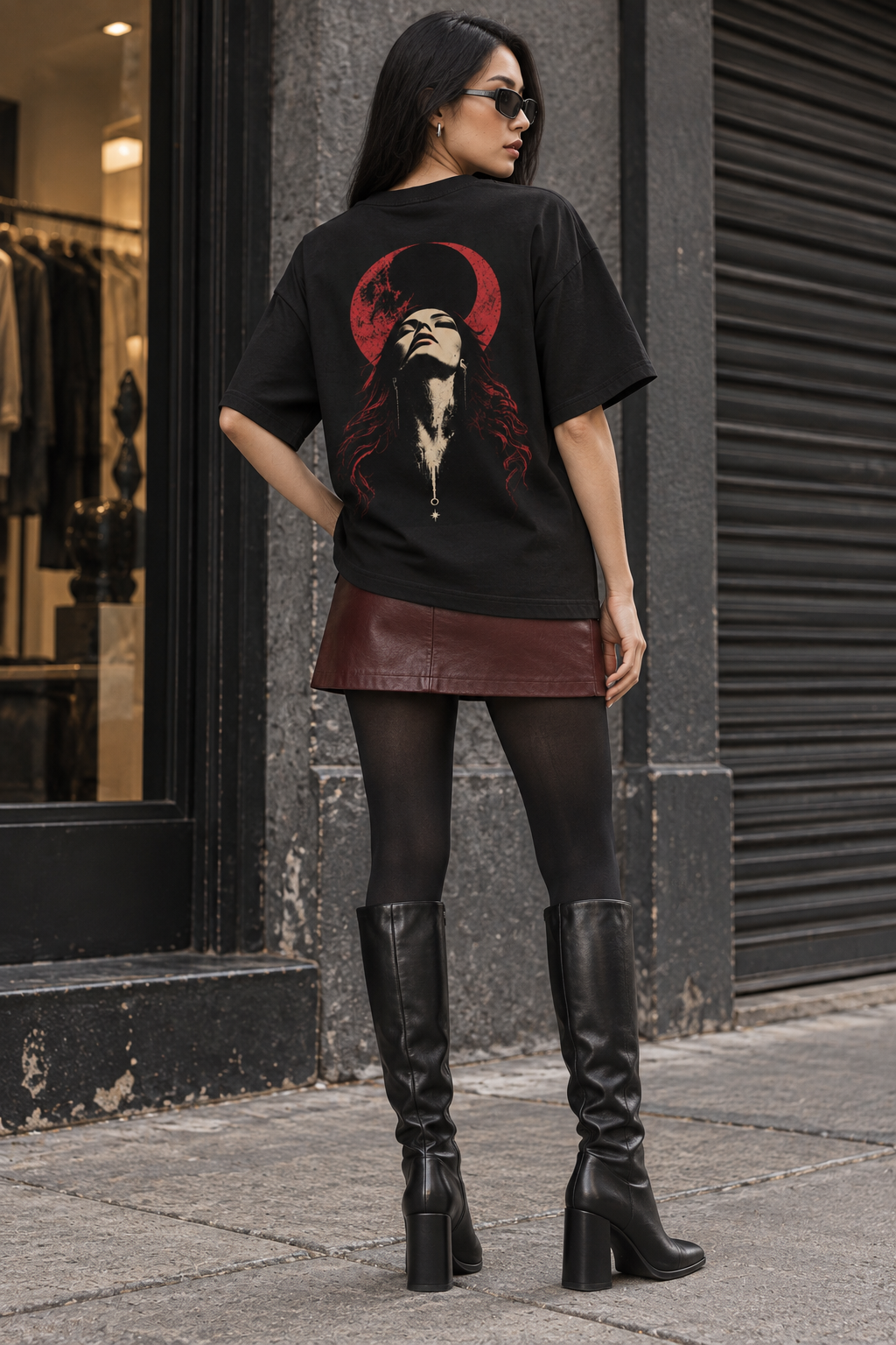 Crimson Moon Heavyweight Graphic Tee – AZAL RŪH