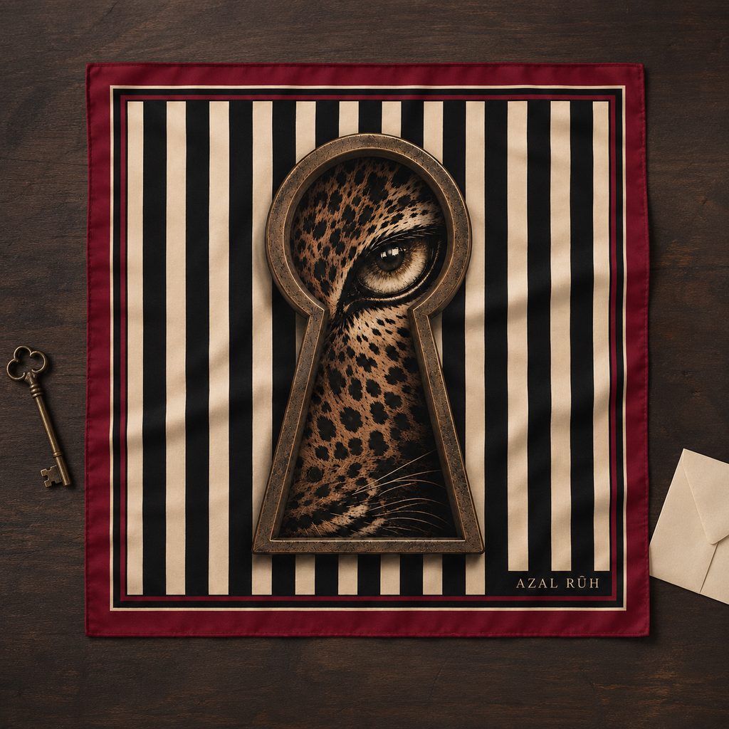 The Keyhole Leopard Bandana — Black, Ivory & Burgundy